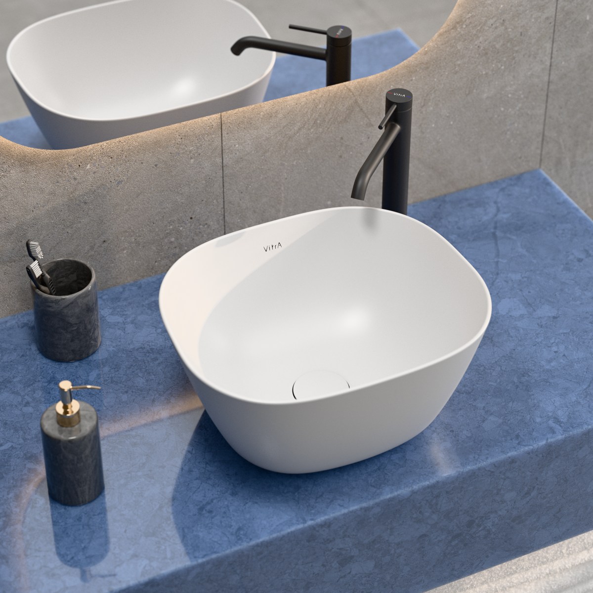Раковина чаша VitrA Plural (Плюрал) 7811B401-0016 45 x 38 см накладная матовая белая антибактериальное покрытие Hygiene + Clean (Хайджн + Клин)