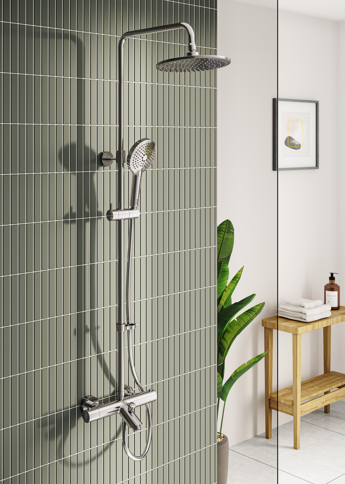 Душевая система VitrA AquaHeat (Аквахит) A47208EXP с термостатическим смесителем и ручным душем хром латунь