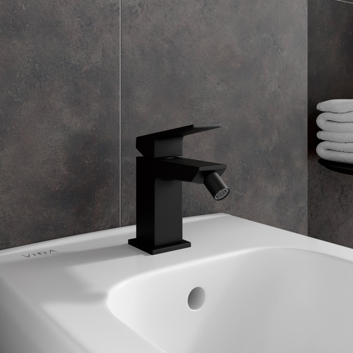 Смеситель для биде VitrA Minimax Square (Минимакс Сквуэр) A4372636EXP однорычажный матовый черный латунь