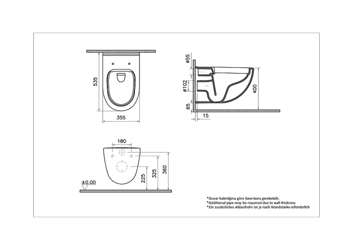 Подвесной унитаз VitrA S40 7759B003-0075 безободковый SmoothFlush (Смусфлаш) белый санитарный фарфор антибактериальное покрытие Hygiene (Хайджн)