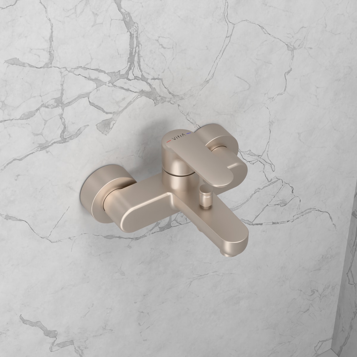 Смеситель настенный VitrA Root Round (Рут Раунд) A4272534EXP для ванны однорычажный брашированный никель латунь