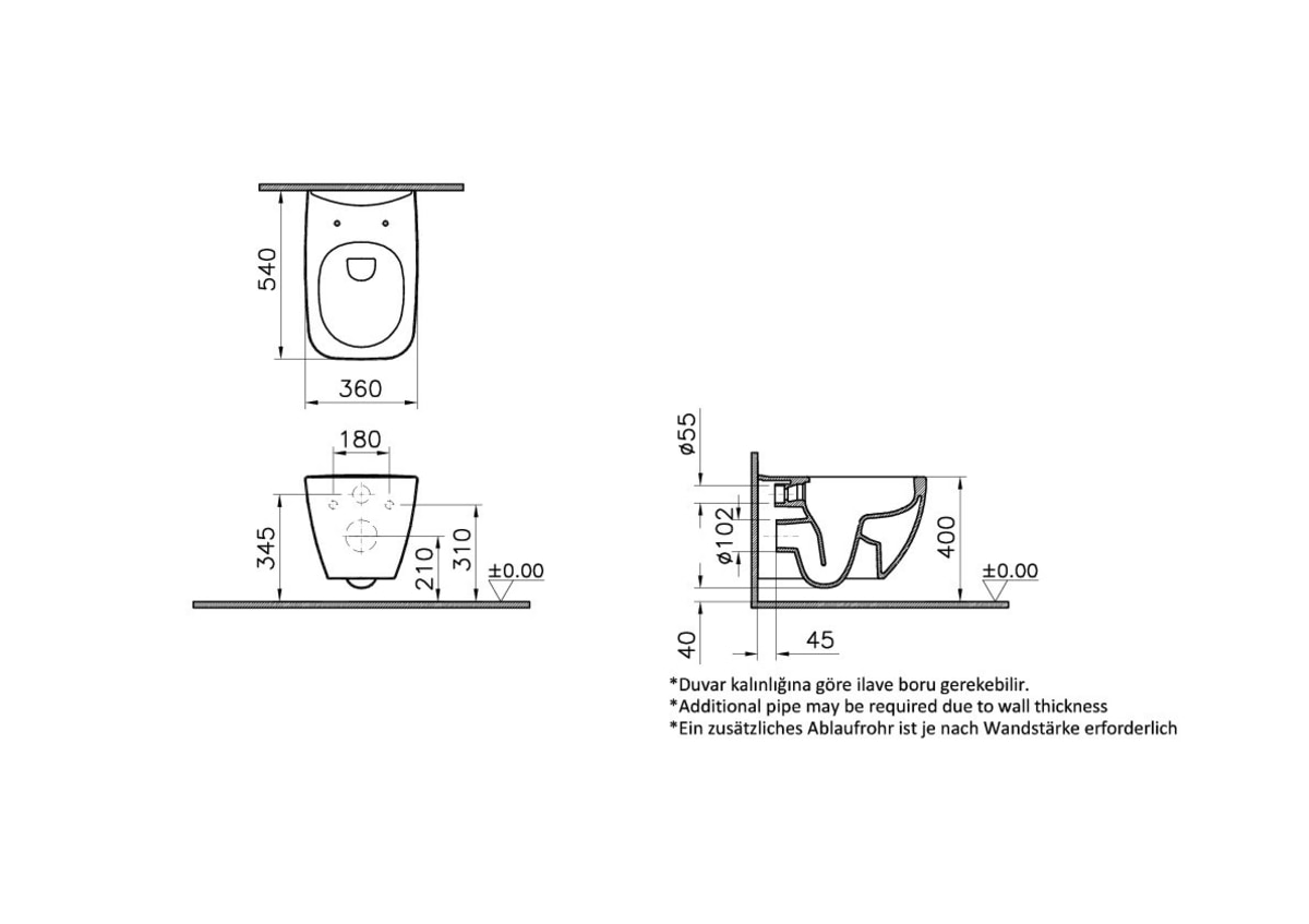 Подвесной унитаз VitrA Shift (Шифт) 7742B003-0075 безободковый Rim-ex (Рим-экс) белый санитарный фарфор антибактериальное покрытие Hygiene (Хайджн)