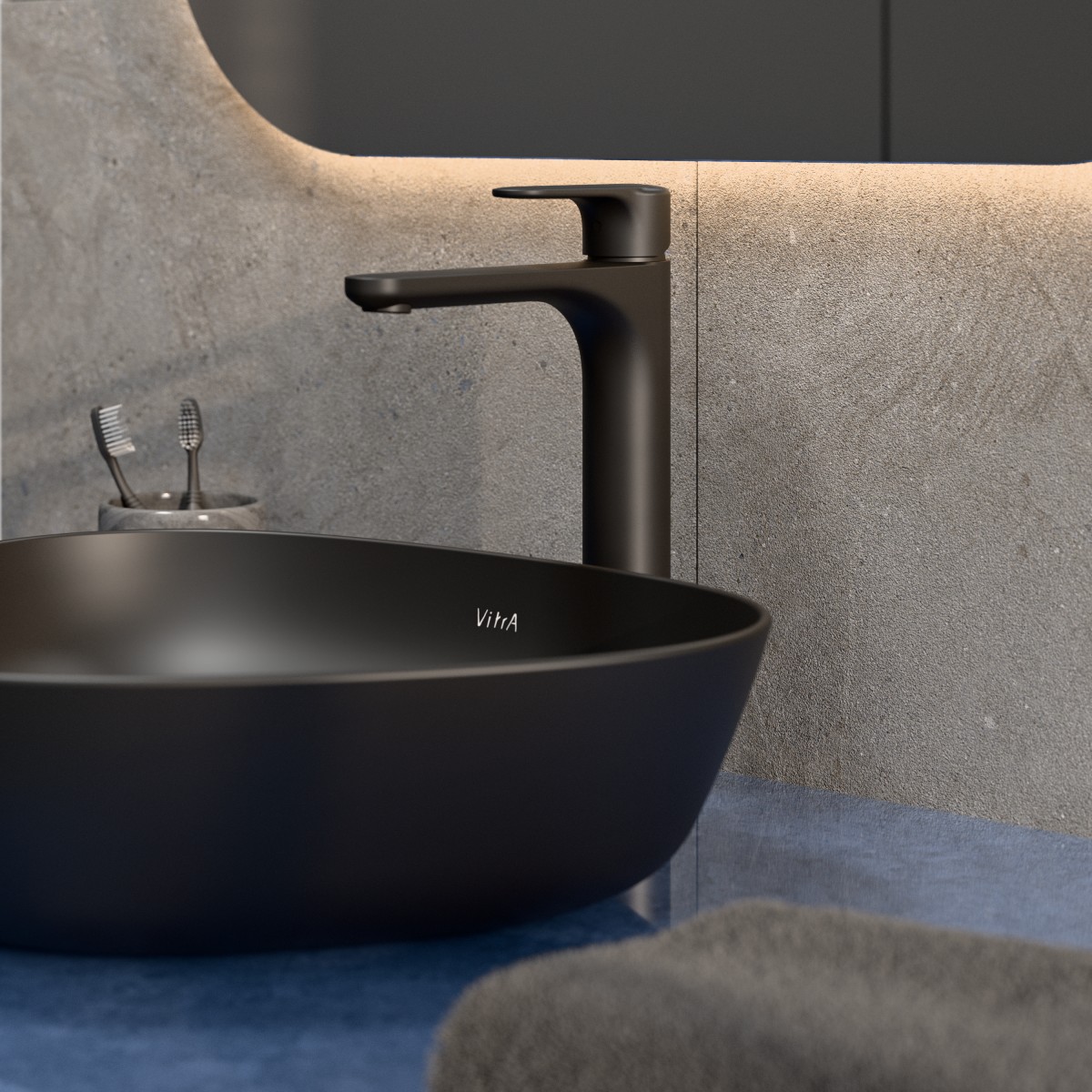 Смеситель для раковины VitrA Root Round (Рут Раунд) A4270736EXP однорычажный матовый черный латунь