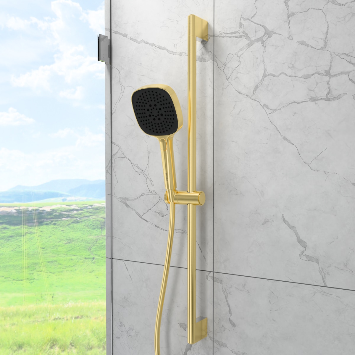Душевая стойка VitrA Core Square (Кор Скуэр) A4591725EXP с ручным душем без смесителя брашированное золото