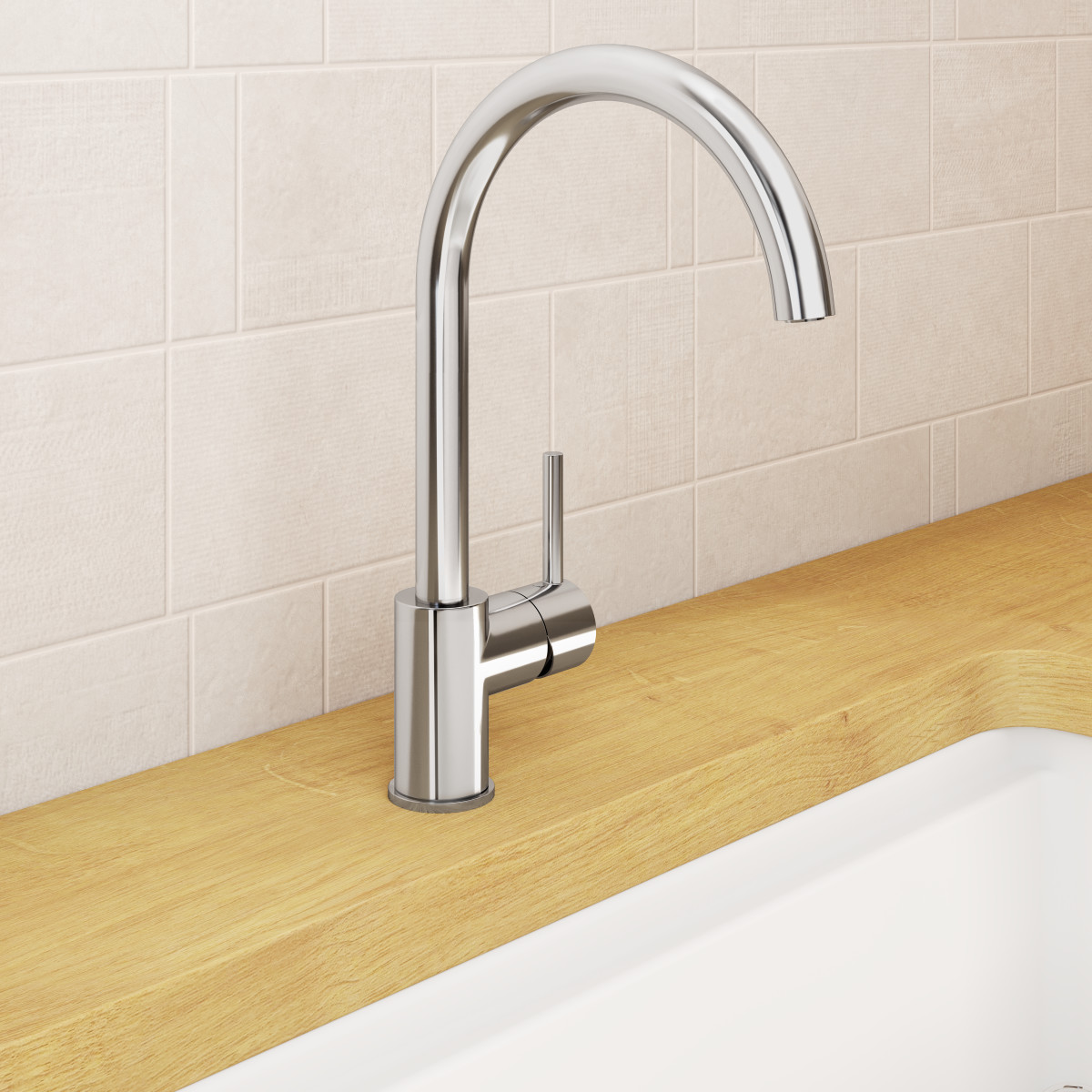 Смеситель для кухни VitrA Minimax S (Минимакс С) A42091EXP с поворотным изливом однорычажный хром латунь