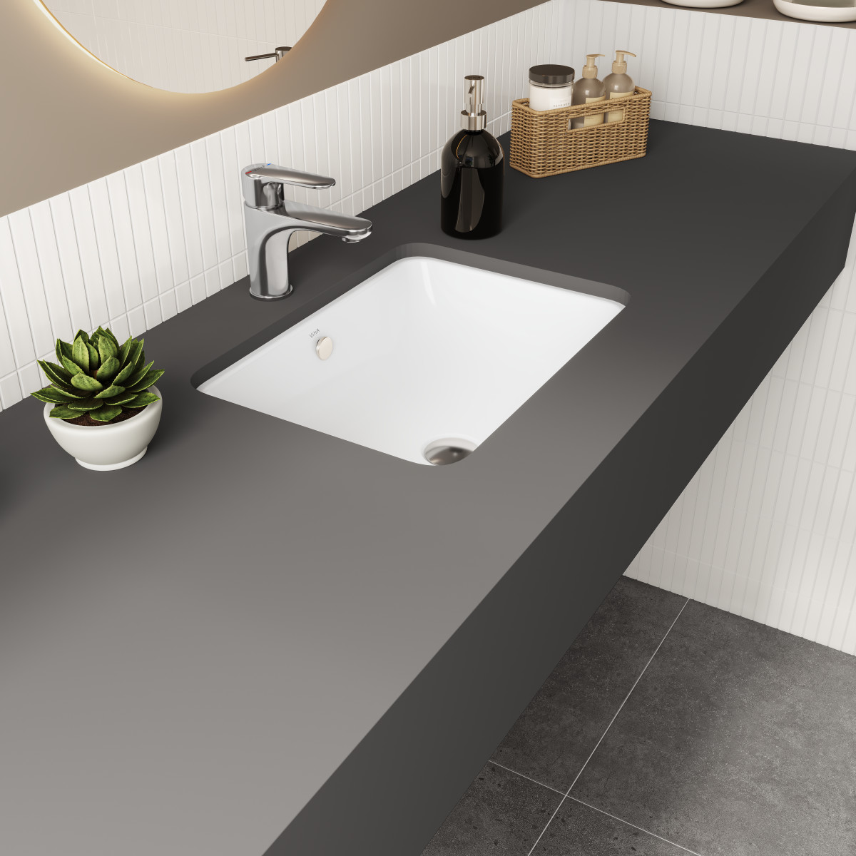 Встраиваемая снизу раковина VitrA S20 5474B003-0618 50 x 37 см прямоугольная белая антибактериальное покрытие Hygiene (Хайджн)