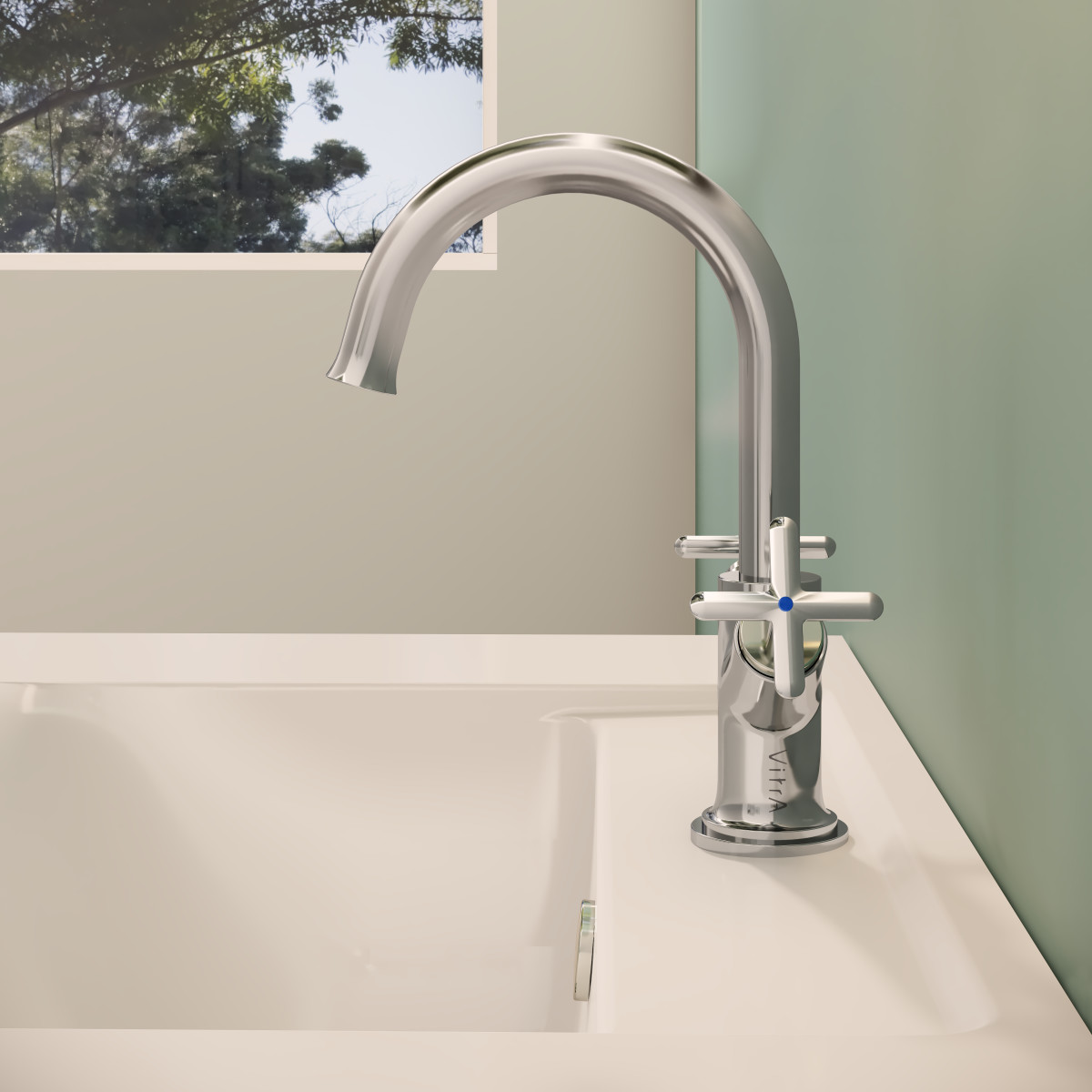 Смеситель для раковины VitrA Origin Classic (Ориджин Классик) A42884 двухрычажный хром латунь