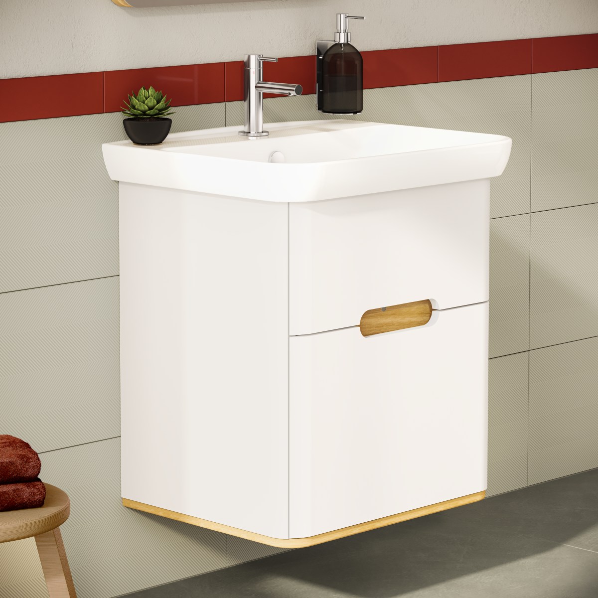 Тумба с раковиной для ванной VitrA Sento (Сенто) 60822 65 см матовая белая МДФ