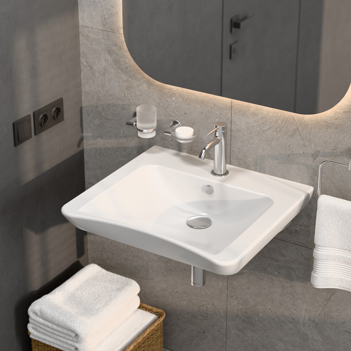 Раковина VitrA Conforma (Конформа) 5289B003-0001 60 x 55 см белая антибактериальное покрытие Hygiene (Хайджн)