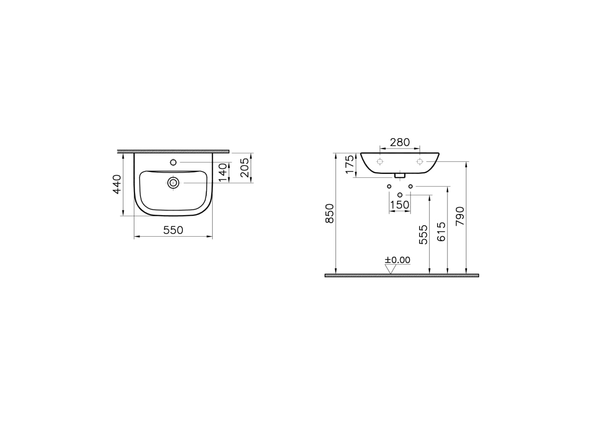 Раковина накладная VitrA S20 5502B003-0001 55 x 44 см белая антибактериальное покрытие Hygiene (Хайджн)