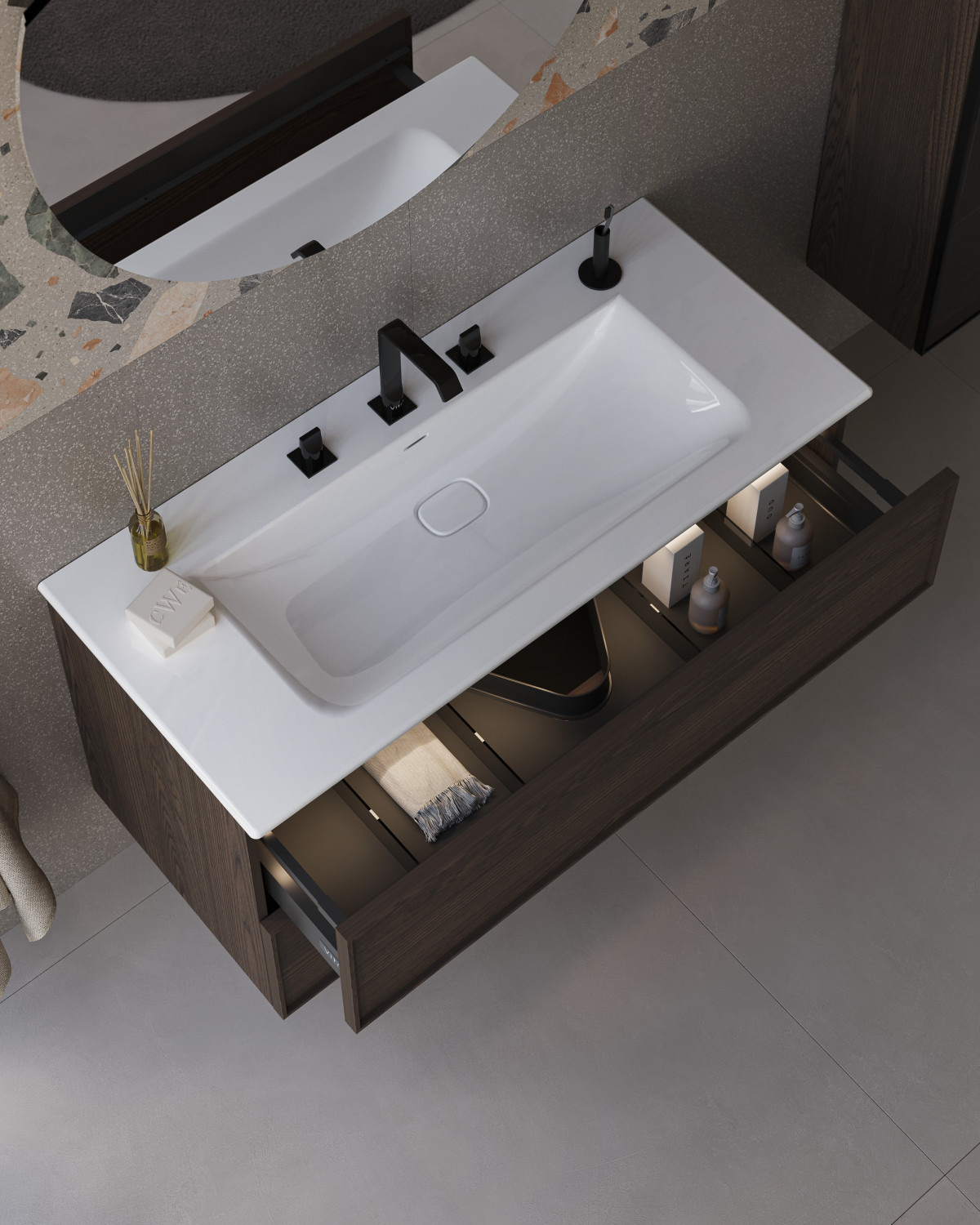Тумба с раковиной для ванной VitrA Metropole (Метрополь) Edge (Метрополь Эдж) 67157 120 см грецкий орех МДФ