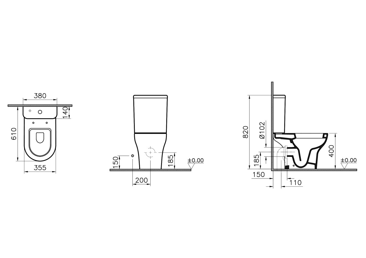 Унитаз-компакт напольный VitrA Zentrum (Зентрум) 9012B003-7209 с сиденьем микролифт белый санитарный фарфор антибактериальное покрытие Hygiene (Хайджн)