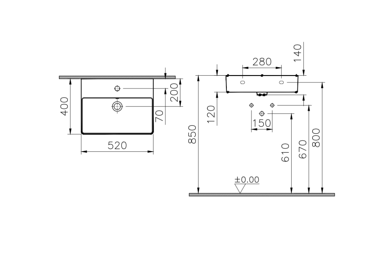 Раковина VitrA M20 8313B003-0001 52 x 40 см белая санитарный фарфор
