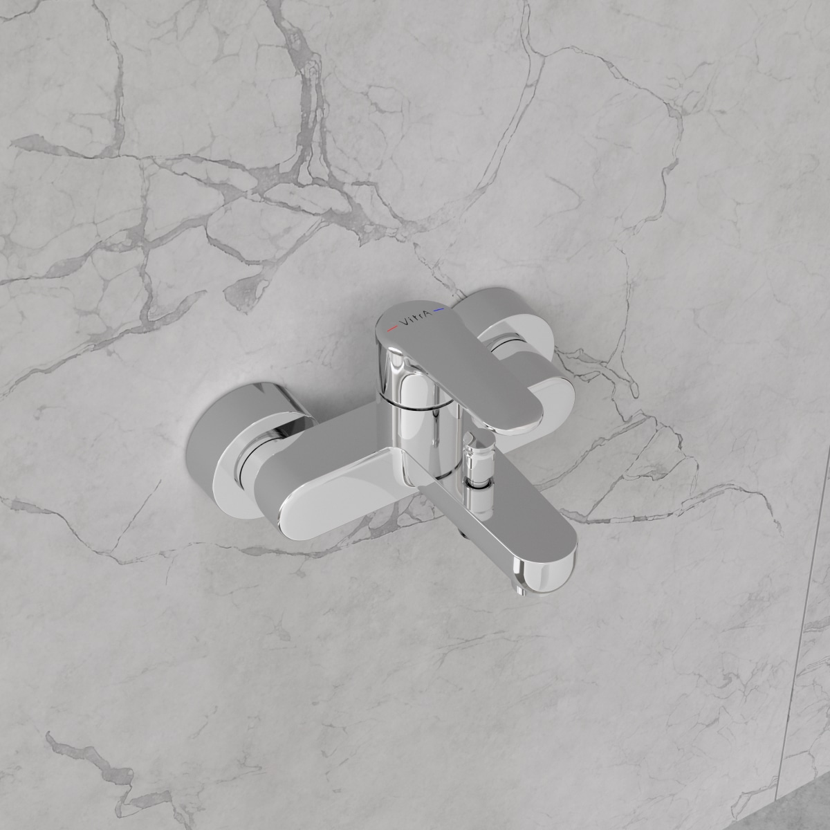 Смеситель настенный VitrA Root Round (Рут Раунд) A42725EXP для ванны однорычажный хром латунь