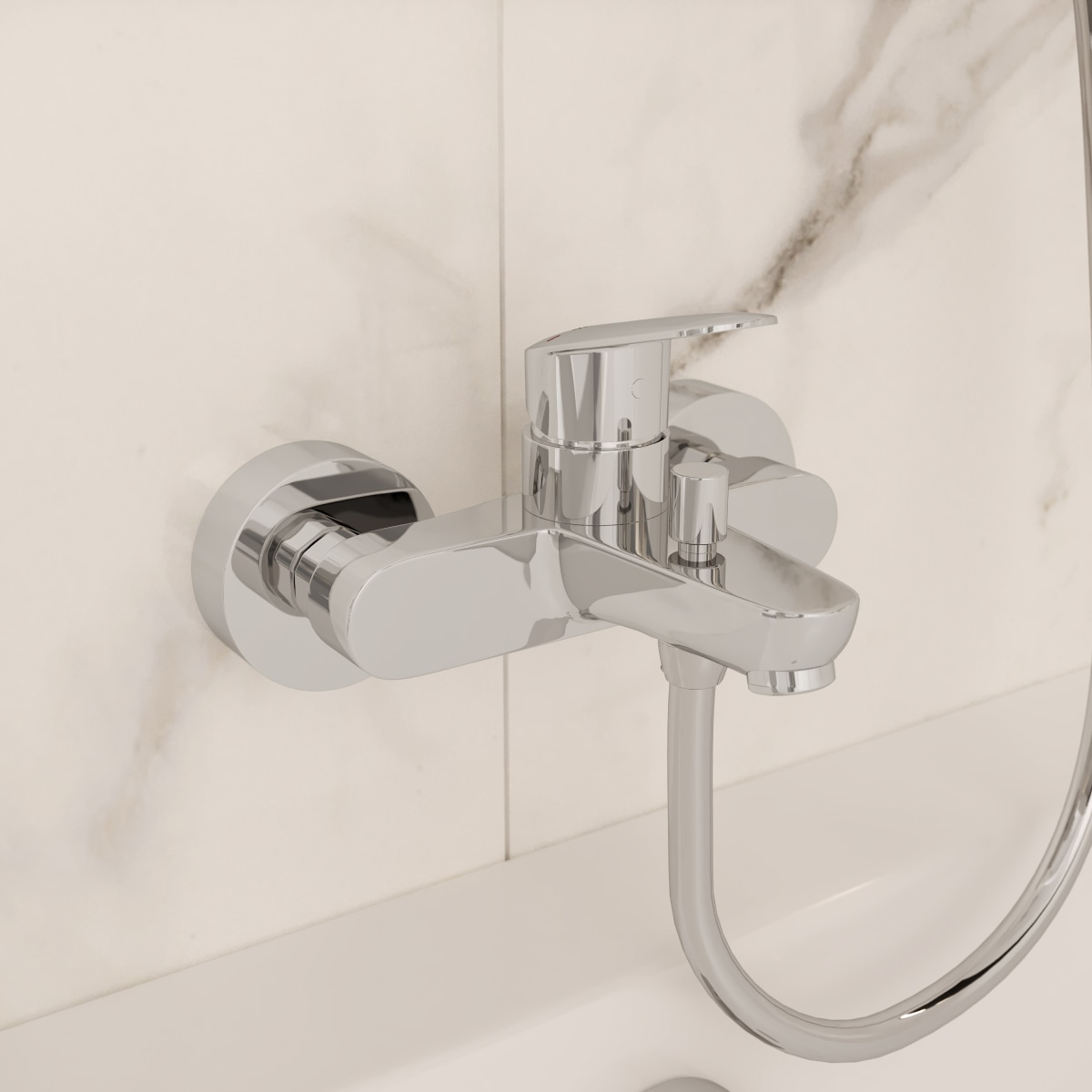 Смеситель настенный VitrA Flow Round (Флоу Раунд) A43057EXP1 для ванны однорычажный хром латунь