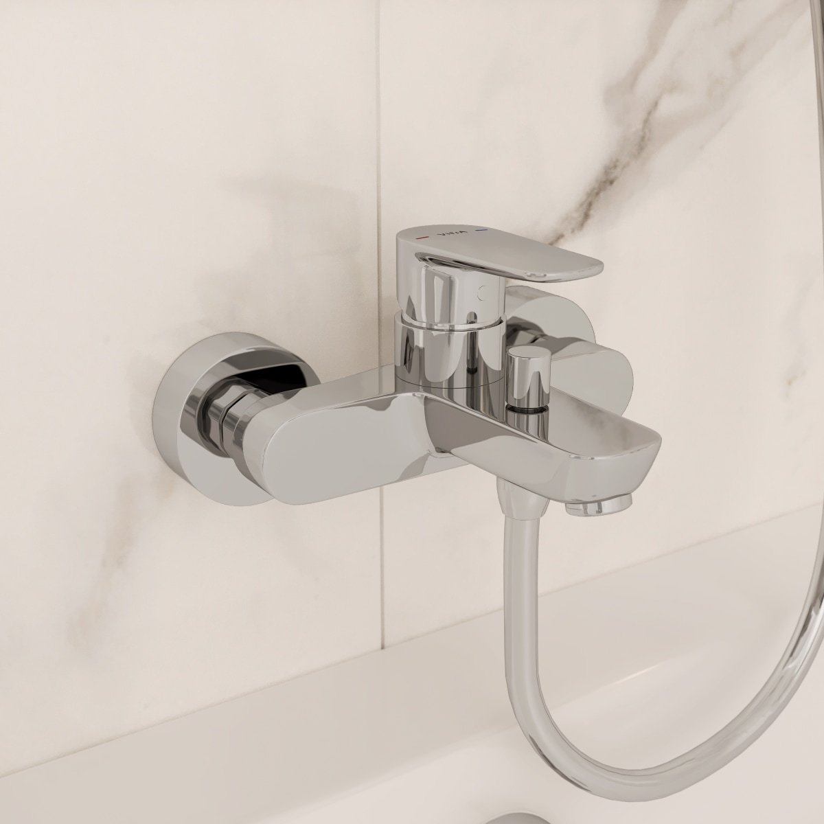 Смеситель настенный VitrA Flow Soft (Флоу Софт) A42946EXP для ванны однорычажный хром латунь