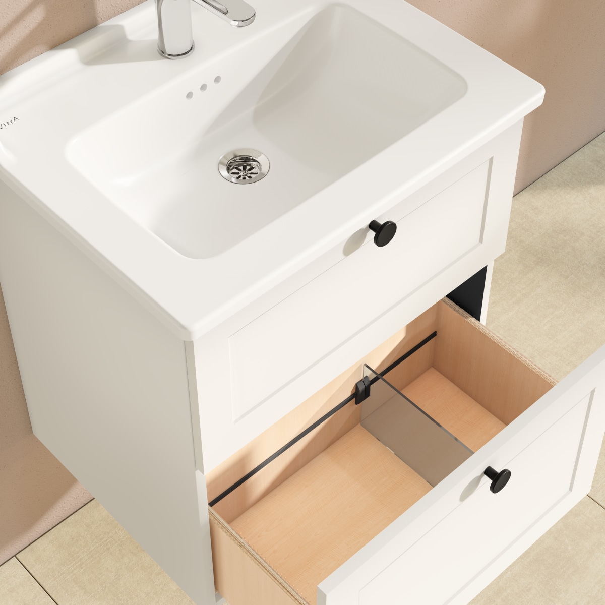 Тумба с раковиной для ванной VitrA Root Classic (Рут Классик) 68848 60 см матовая белая МДФ