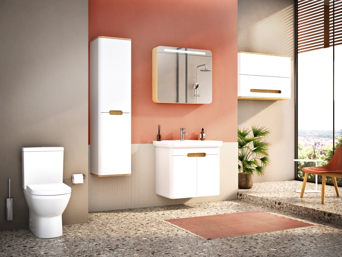 Шкаф пенал в ванную VitrA Sento (Сенто) 60842 40 см с корзиной для белья матовый белый МДФ