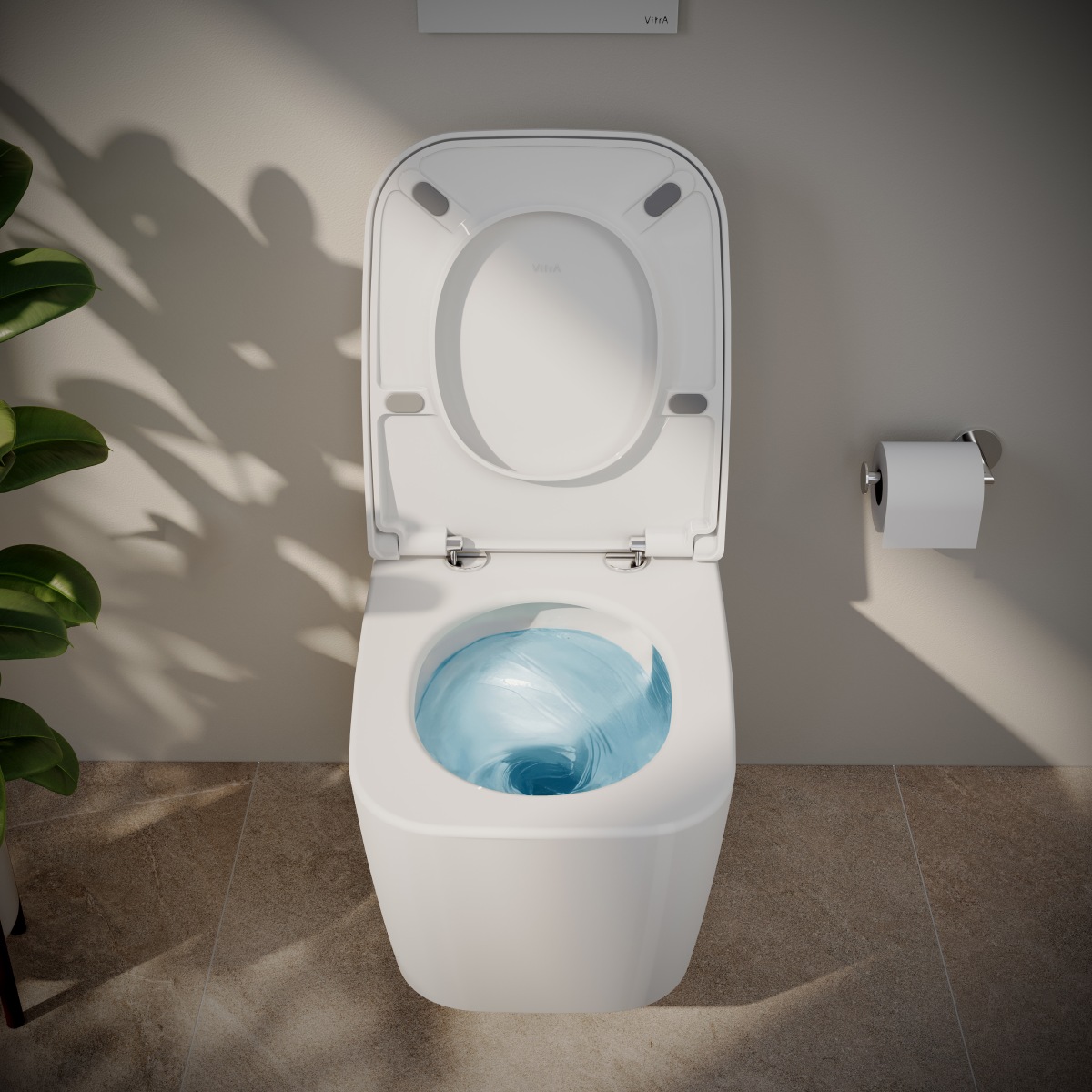 Подвесной унитаз VitrA Metropole Square (Метрополь Сквэр) 7906B003-6430 безободковый QuantumFlush (Квантум Флаш) с сиденьем микролифт белый санитарный фарфор