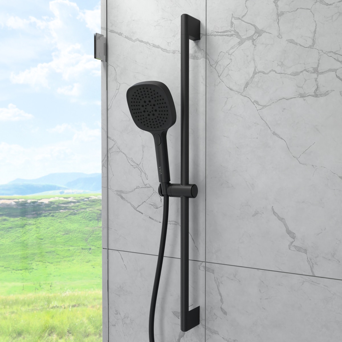 Душевая стойка VitrA Core Square (Кор Скуэр) A4591736EXP с ручным душем без смесителя матовая черная