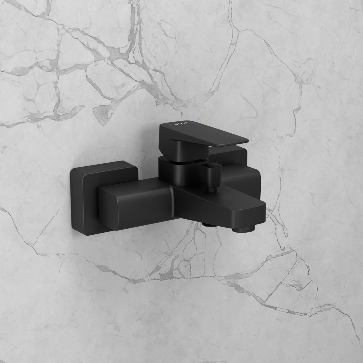 Смеситель настенный VitrA Root Square (Рут Скуэр) A4273736EXP для ванны однорычажный матовый черный латунь
