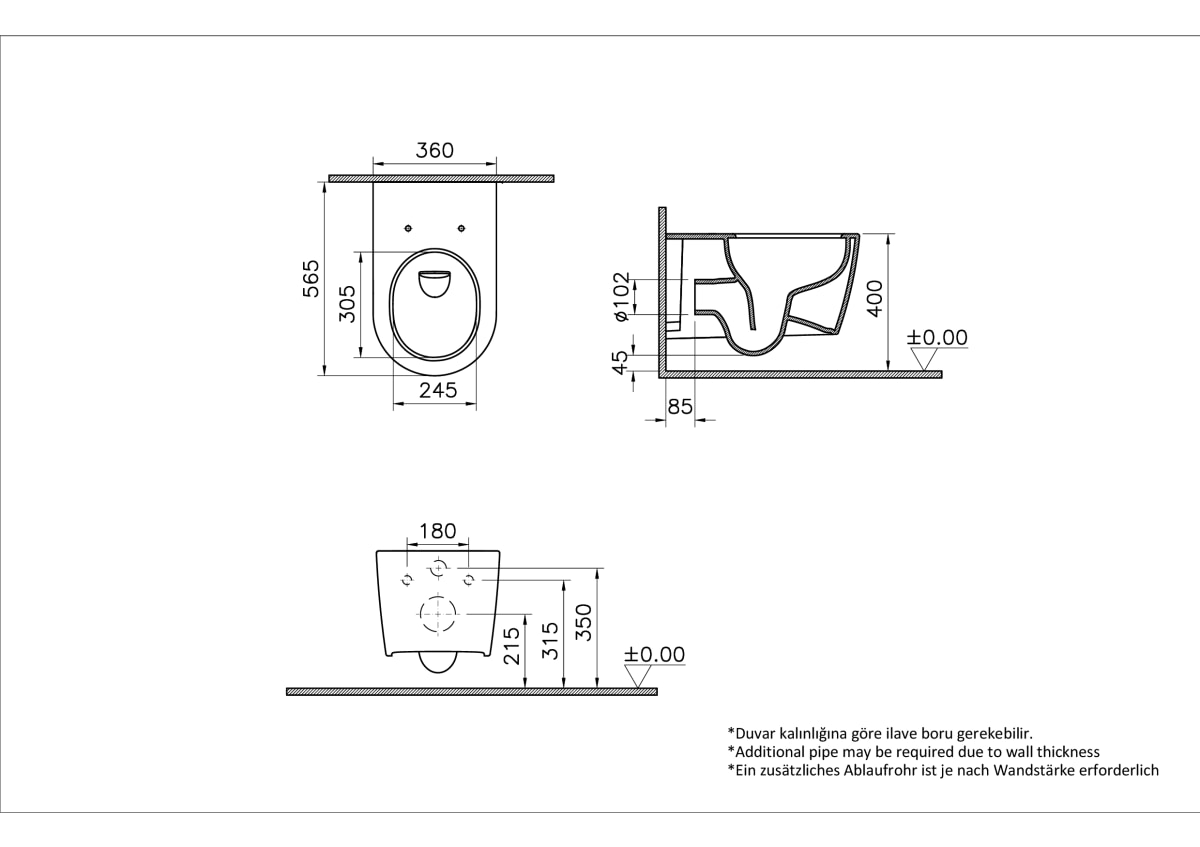 Подвесной унитаз VitrA Metropole Round (Метрополь Раунд) 7910B003-6429 безободковый QuantumFlush (Квантум Флаш) с сиденьем микролифт белый санитарный фарфор
