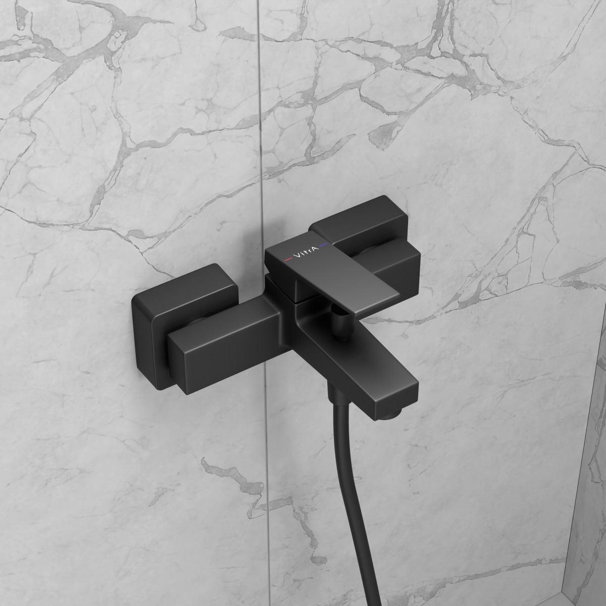 Настенный смеситель для ванны VitrA Minimax Square (Минимакс Сквуэр) A4352036EXP однорычажный матовый черный латунь