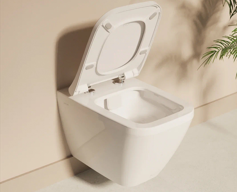 Комплект подвесной безободковый унитаз VitrA Integra Square, система инсталляции VitrA V12, кнопка Loop T матовый хром, тонкое сиденье микролифт