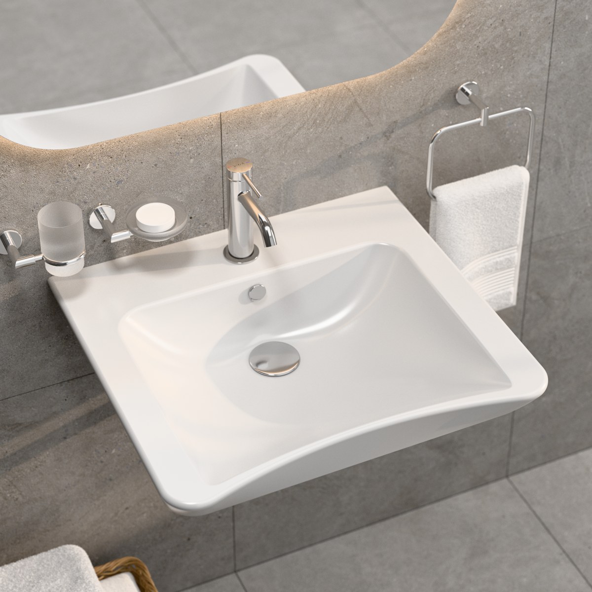 Раковина VitrA Conforma (Конформа) 5289B003-0001 60 x 55 см белая антибактериальное покрытие Hygiene (Хайджн)