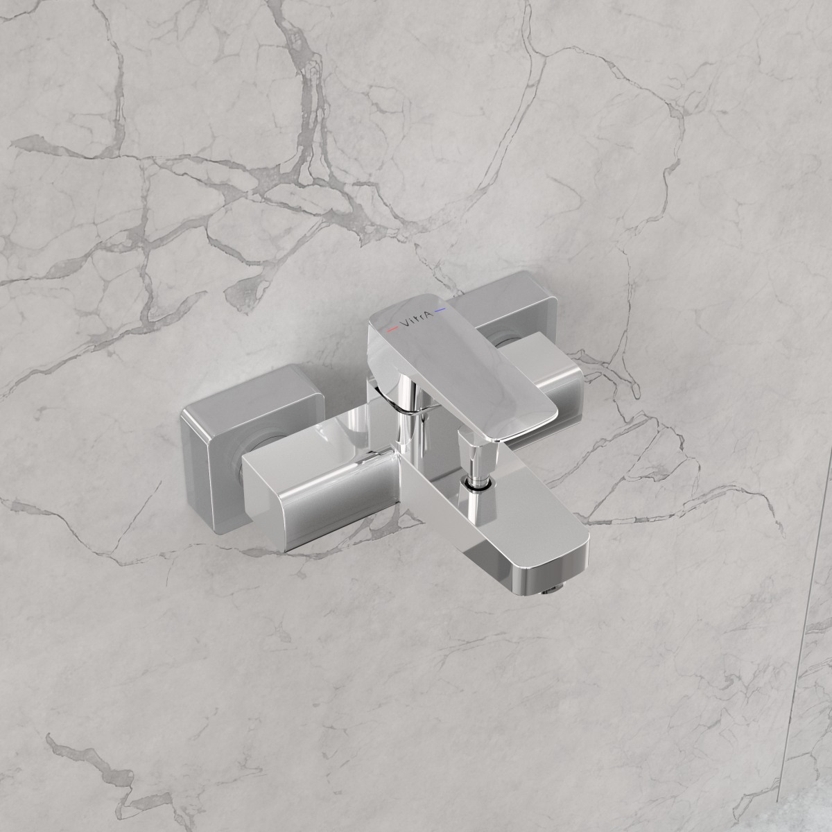 Смеситель настенный VitrA Root Square (Рут Скуэр) A42737EXP для ванны однорычажный хром латунь