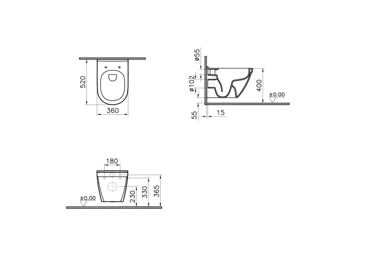 Подвесной унитаз VitrA S50 7740B003-0075 безободковый Rim-ex (Рим-экс) белый санитарный фарфор антибактериальное покрытие Hygiene (Хайджн)