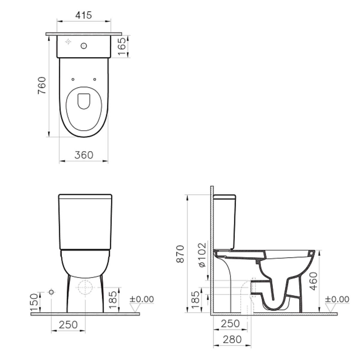 Унитаз-компакт напольный VitrA Conforma (Конформа) 9899B003-7200 с сиденьем без микролифта белый санитарный фарфор антибактериальное покрытие Hygiene (Хайджн)