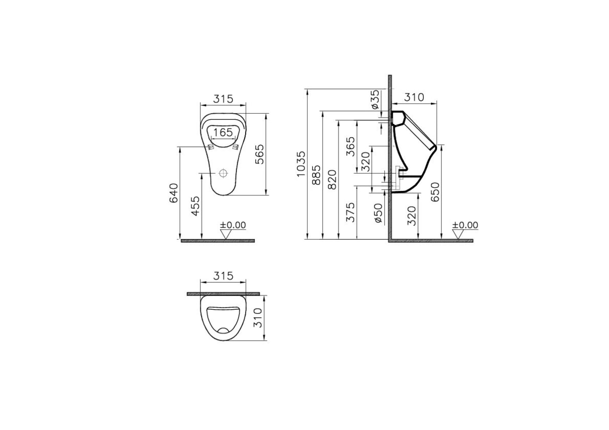 Писсуар VitrA Arkitekt (Аркитект) 6201B003-0199 настенный белый антибактериальное покрытие Hygiene (Хайджн)