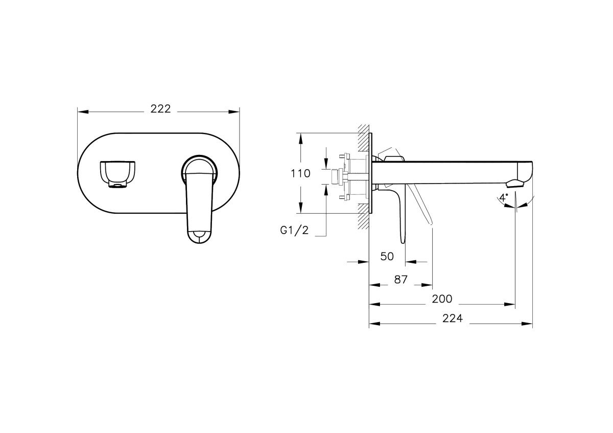 Встраиваемый смеситель для раковины VitrA Root Round A42721EXP