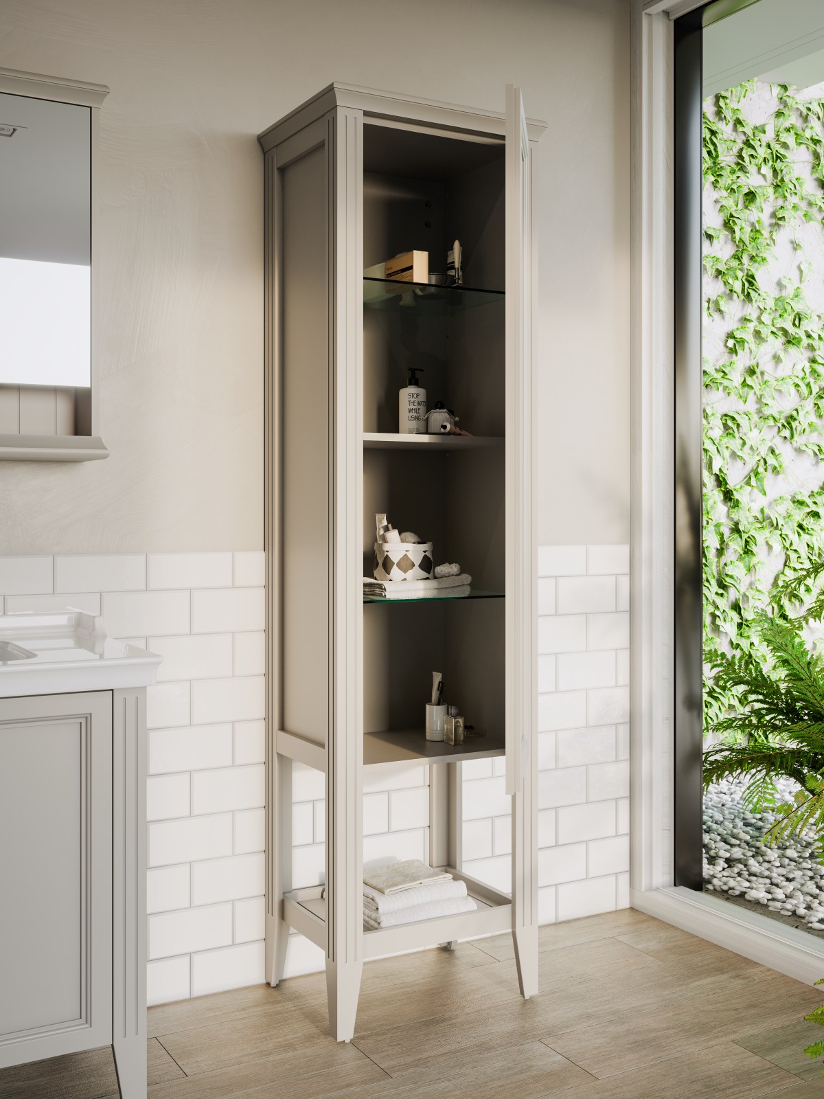 Шкаф пенал в ванную VitrA Valarte (Валарте) 62241 55 см матовый серый МДФ