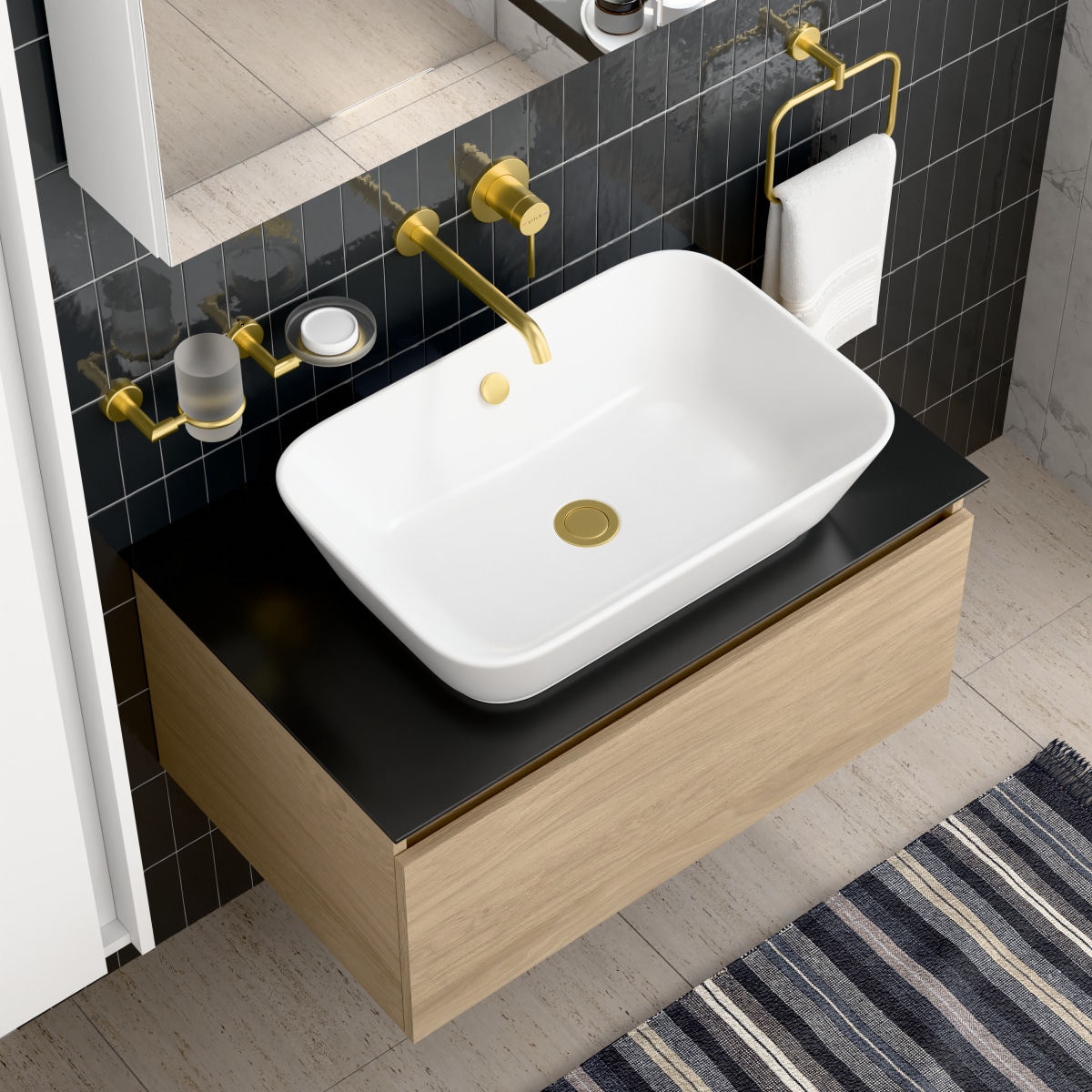 Встраиваемый смеситель для раковины VitrA Minimax Round (Минимакс Раунд) A4354925EXP однорычажный брашированное золото латунь