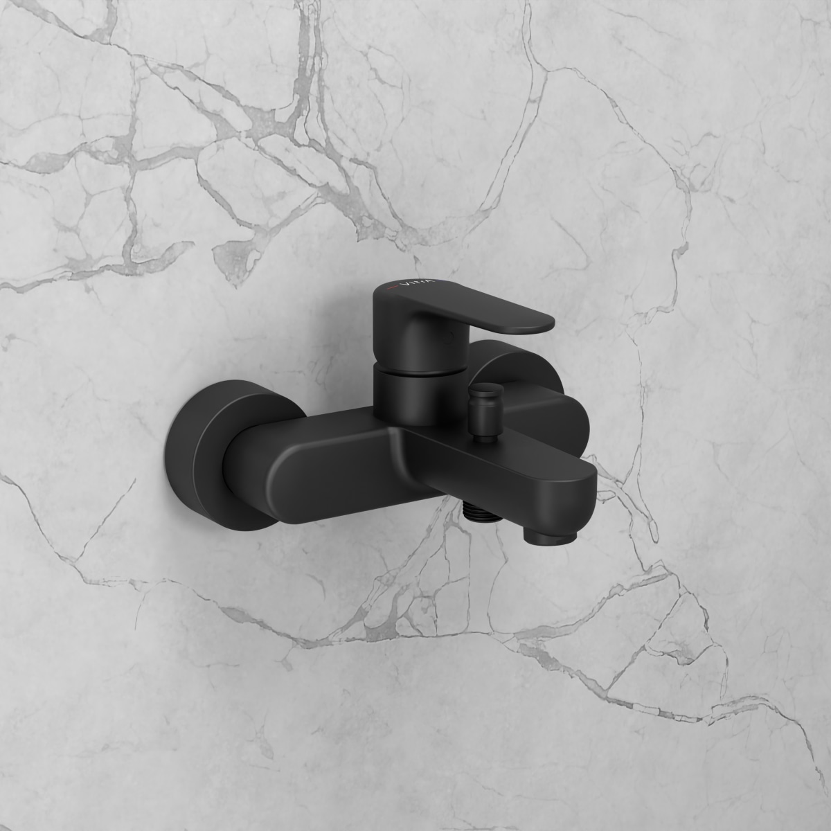 Смеситель настенный VitrA Root Round (Рут Раунд) A4272536EXP для ванны однорычажный матовый черный латунь