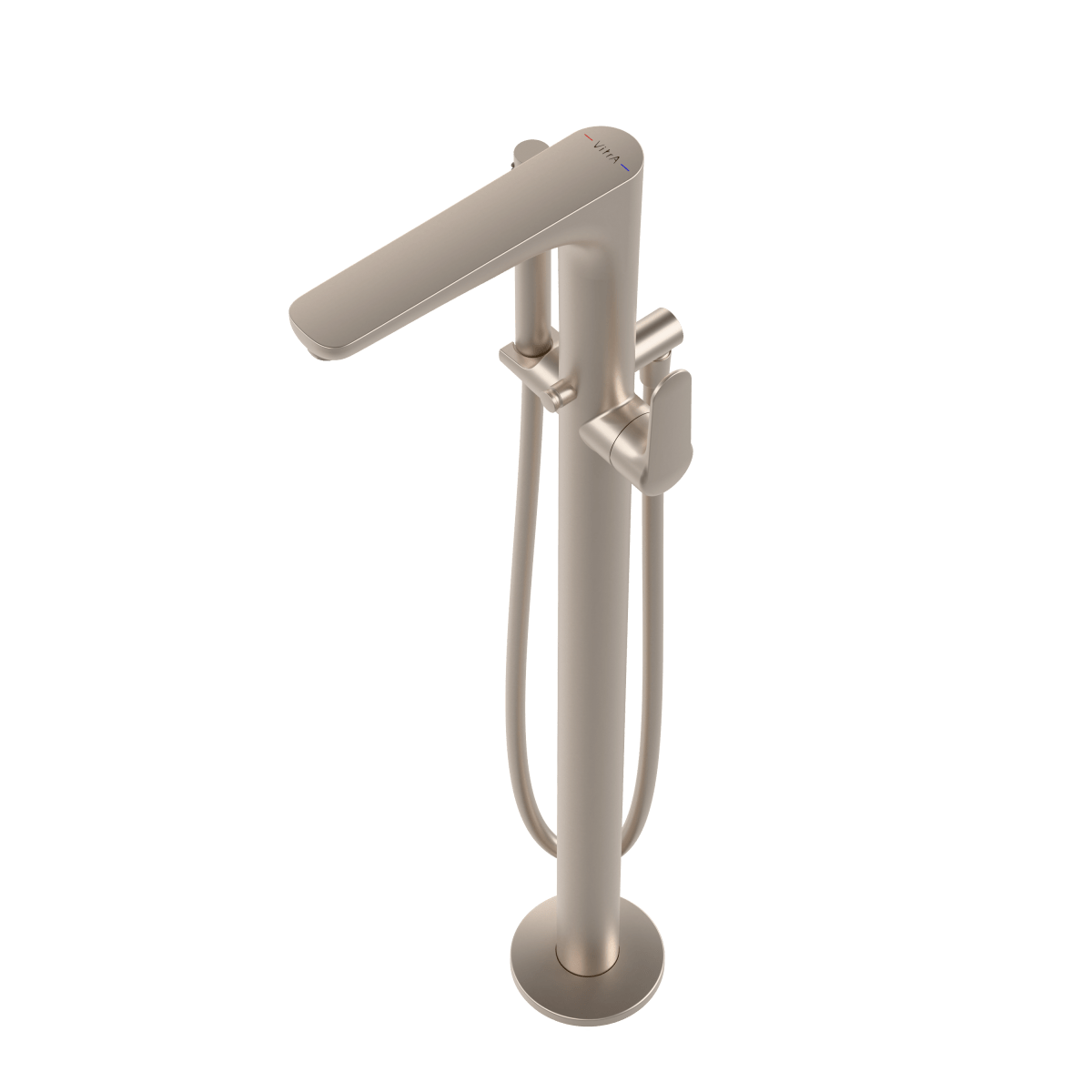 Смеситель для ванны VitrA Root Round (Рут Раунд) A4274134EXP напольный с ручным душем брашированный никель латунь