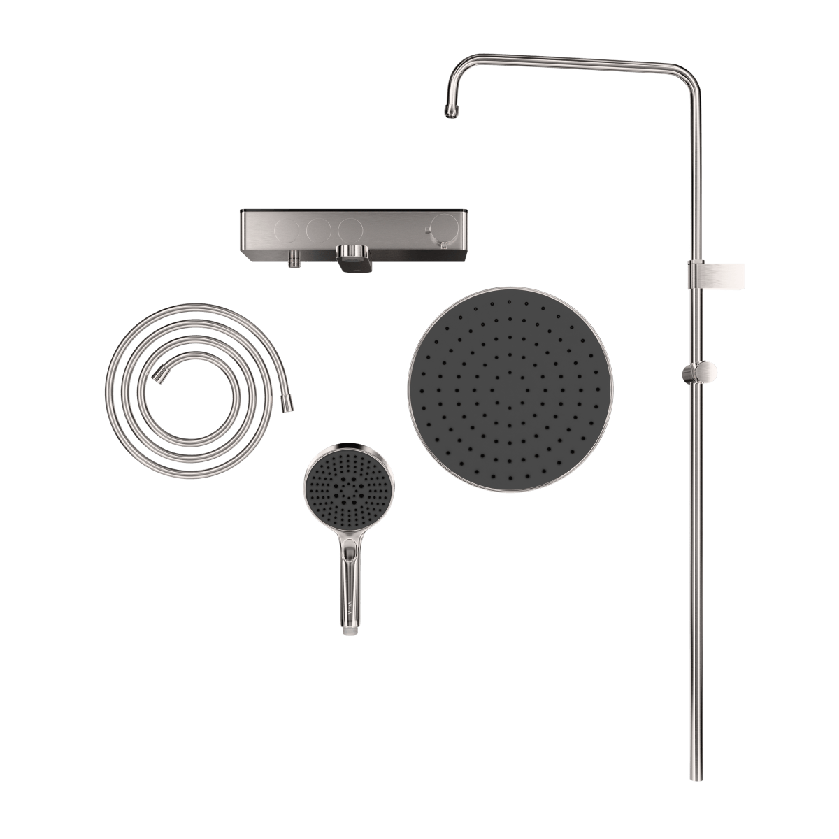 Душевая система VitrA Core Round (Кор Раунд) A4730934EXP с термостатическим смесителем и ручным душем брашированная никель