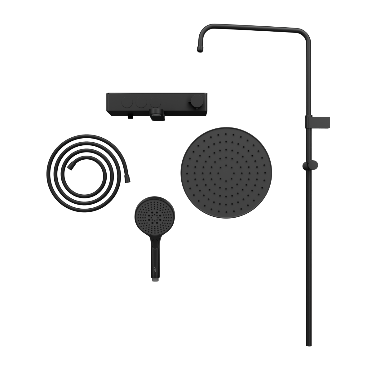 Душевая система VitrA Core Round (Кор Раунд) A4730936EXP с термостатическим смесителем и ручным душем матовая черная