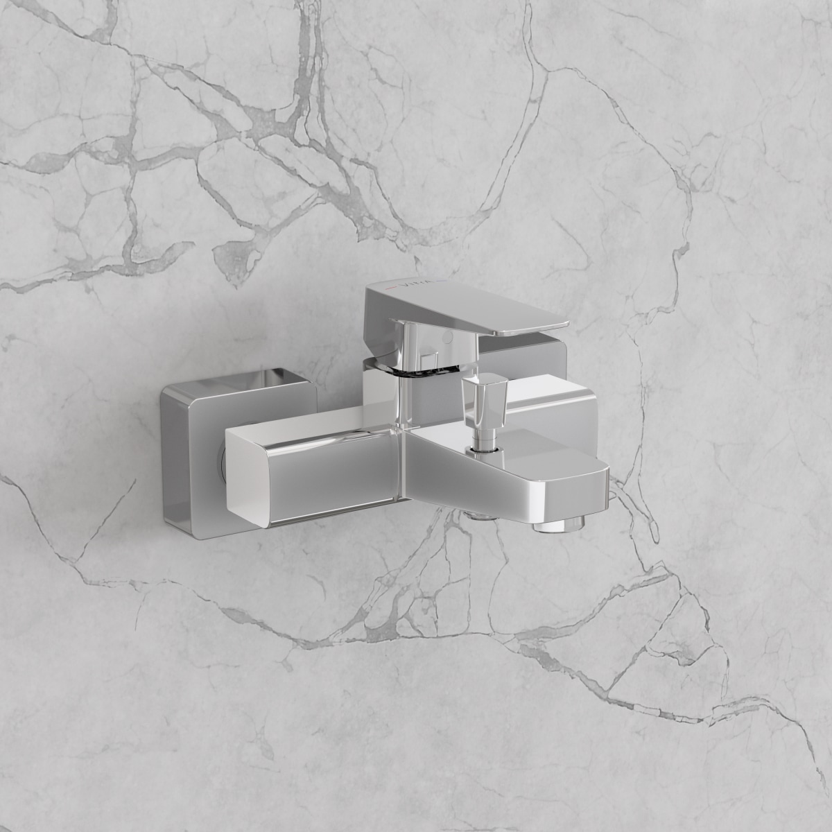Смеситель настенный VitrA Root Square (Рут Скуэр) A42737EXP для ванны однорычажный хром латунь