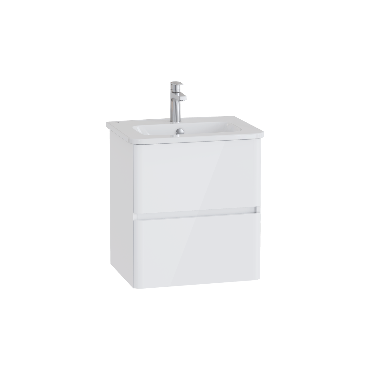 Тумба с раковиной для ванной VitrA Mia Plus Round (Мия Плюс Раунд) 69816 60 см глянцевая белая ДСП