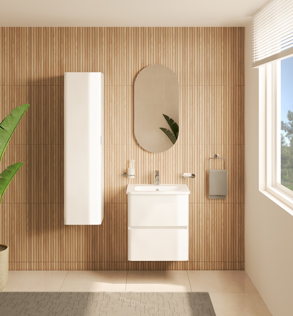 Тумба с раковиной для ванной VitrA Mia Plus Round (Мия Плюс Раунд) 69816 60 см глянцевая белая ДСП