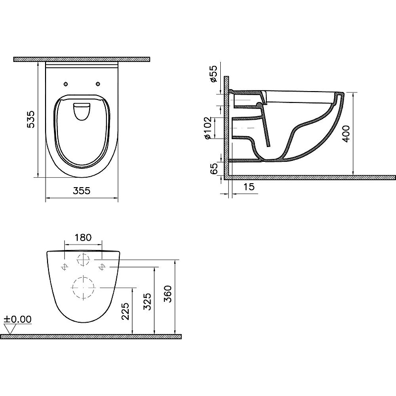 Комплект унитаза с инсталляцией Vitra S40 L-box 9005B003-7211 с сиденьем Микролифт и клавишей смыва Хром