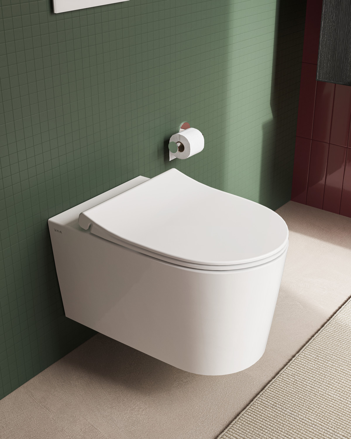 Подвесной унитаз VitrA Nest (Нест) 7870B403-0075 безободковый QuantumFlush (Квантумфлаш) белый санитарный фарфор антибактериальное покрытие Hygiene + Clean (Хайджн + Клин)