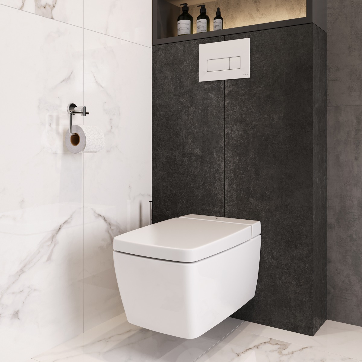 Подвесной унитаз VitrA Metropole (Метрополь) 7672B003-1687 с функцией биде и встроенным смесителем безободковый Rim-ex (Рим-экс) белый санитарный фарфор антибактериальное покрытие Hygiene (Хайджн)