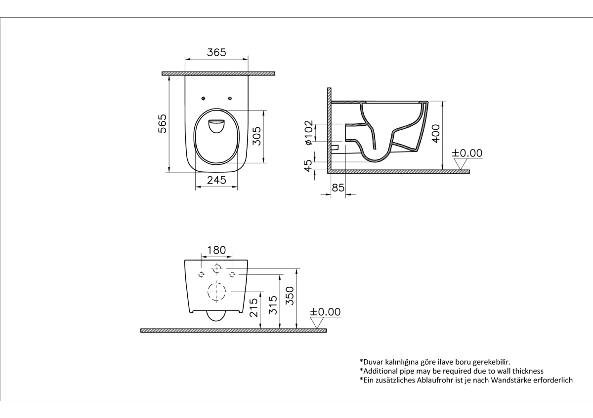 Подвесной унитаз VitrA Metropole Square (Метрополь Сквэр) 7906B003-6430 безободковый QuantumFlush (Квантум Флаш) с сиденьем микролифт белый санитарный фарфор