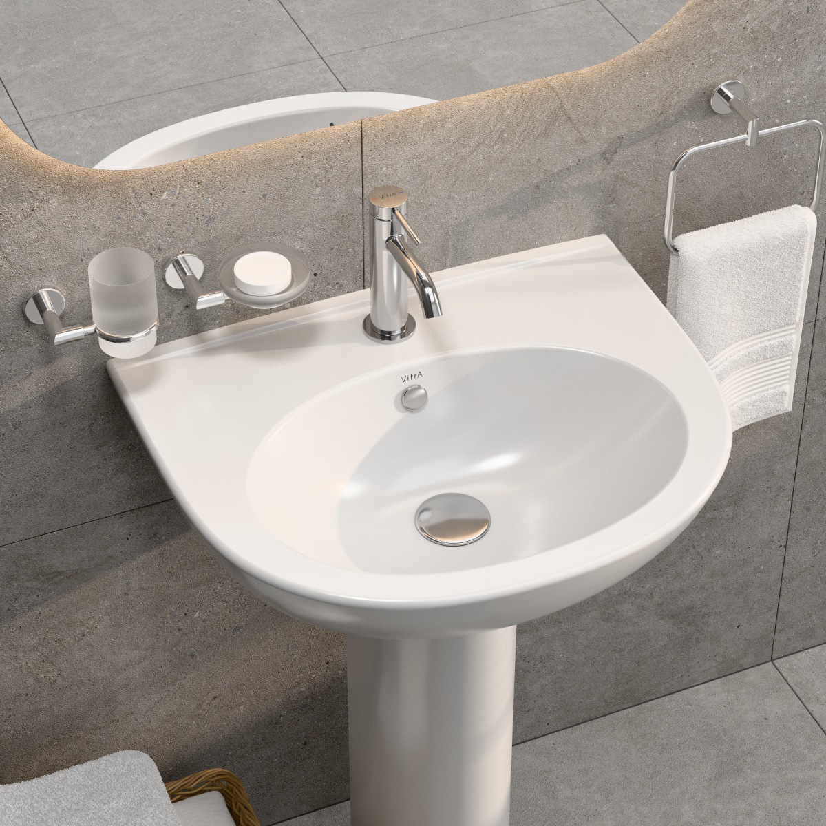 Раковина накладная VitrA Zentrum (Зентрум) 5786B003-0001 60 x 47 белая антибактериальное покрытие Hygiene (Хайджн)