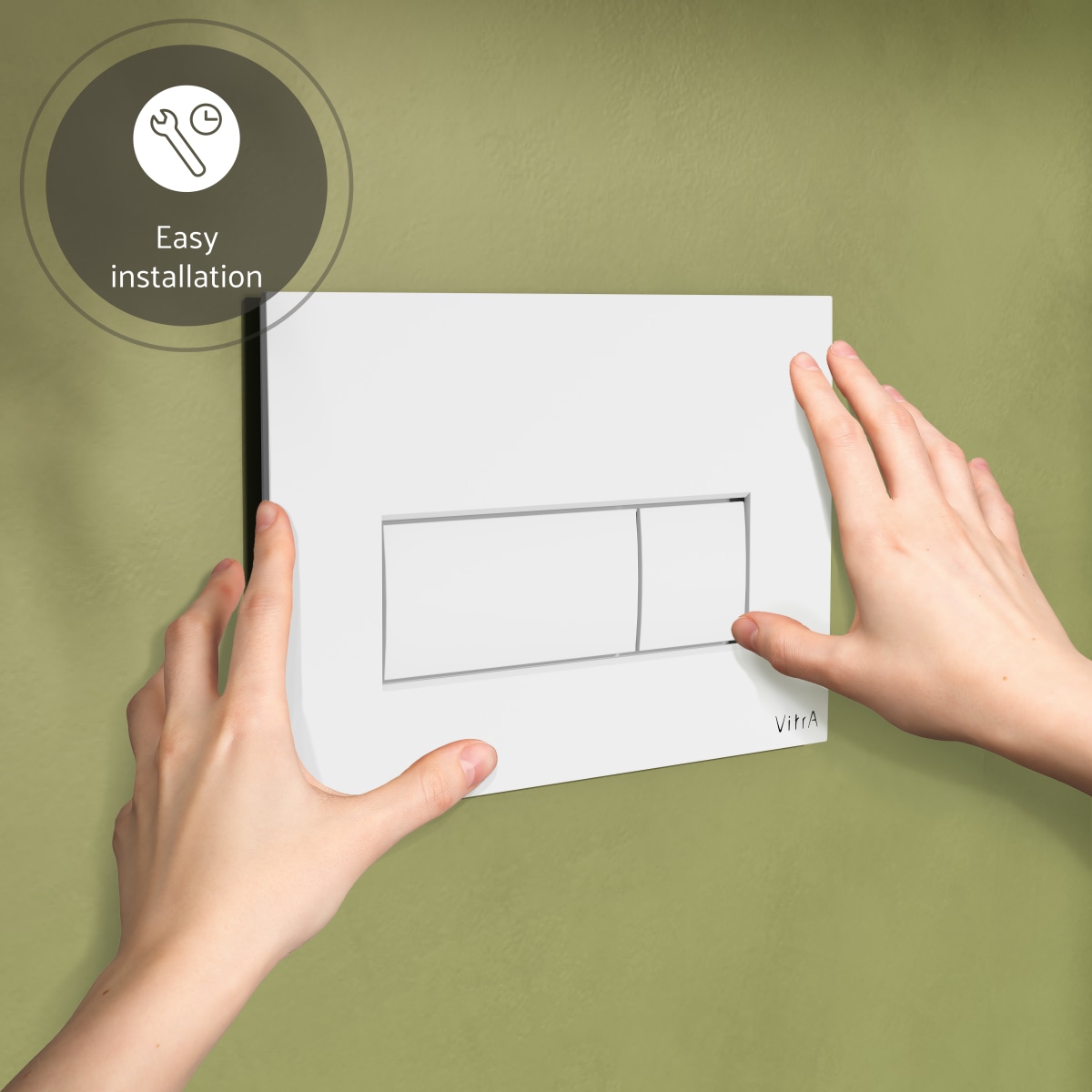 Кнопка смыва для инсталляции VitrA Root Square (Рут Скуэр) 740-2300 глянцевая белая двойный смыв
