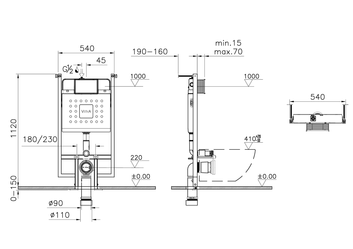 Инсталляция для подвесного унитаза VitrA V-Fix Core (Ви-Фикс Кор) 738-5800-01 без кнопки смыва